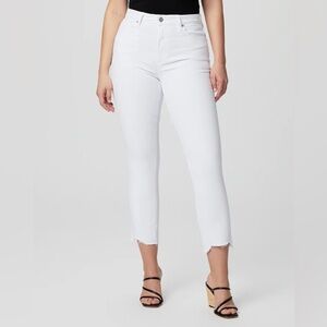 PAIGE Curvy High Rise Cropped Jeans Accent size 25 0 White Denim